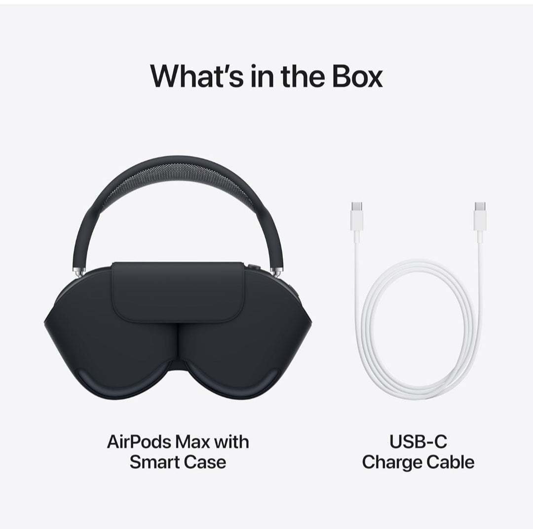 Apple AirPods Max Wireless Over-Ear Headphones, Pro-Level Active Noise Cancellation, Transparency Mode, Personalised Spatial Audio, USB-C Charging, Bluetooth Headphones for  Midnight